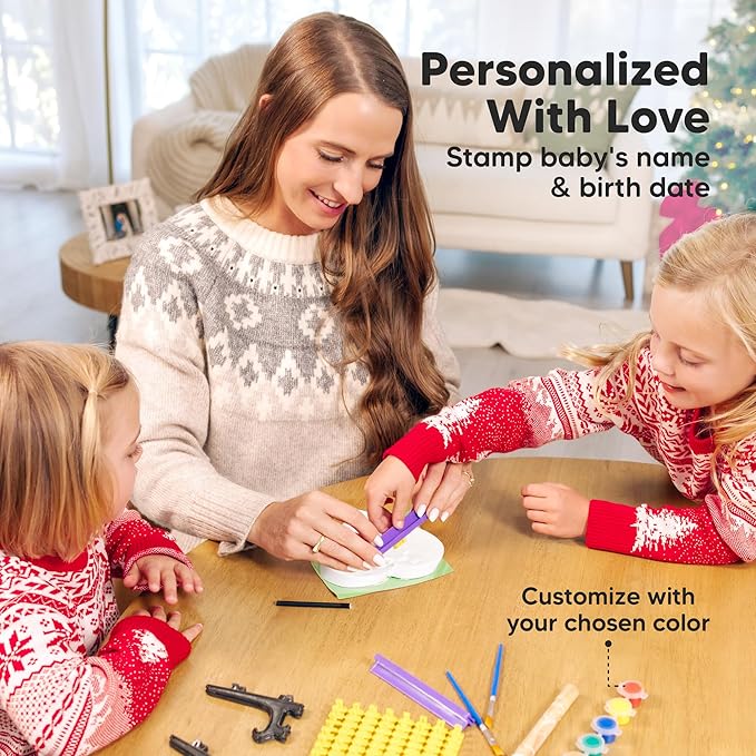 Baby Hand and Footprint Kit Keepsake - Quick-Dry Newborn Foot & Handprint Ornament Kit Boys, Girls, Personalized New Baby Gifts for New Parents, Cute Christmas & Keepsake Gifts (Duo Heart)