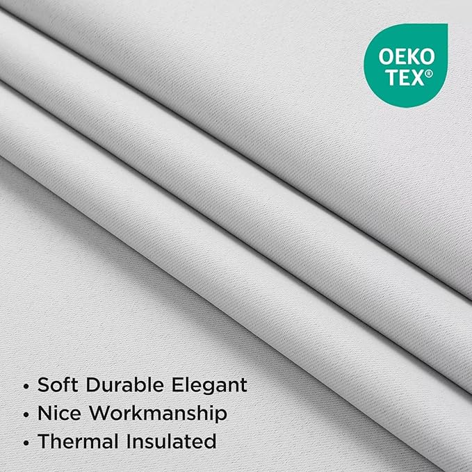 Joydeco 84 Inch 60% Blackout White Curtains 2 Panels,Elegant Soft Sheer Curtains for Bedroom,Thermal Insulated Black Out Drapes for Living Room,Rod Pocket Back Tab Drapes(W52 x L84 Inch,Greyish White)