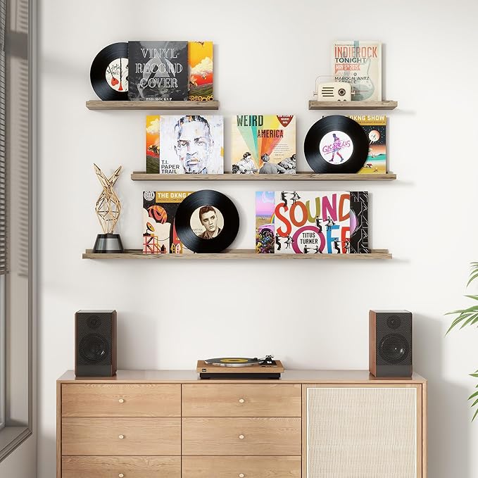 Floating Picture Ledge Shelves for Wall Set of 4, 48 Inch Wall Shelves with Lip Long Large Nursery Book Shelf for Toys Storage Kids Bookshelf Wall Mounted Living Room Bedroom Decor Frames