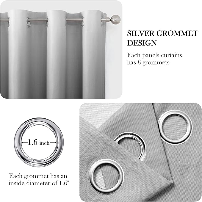 HOMEIDEAS Black Ombre Blackout Curtains 52 X 84 Inch Length Gradient Room Darkening Thermal Insulated Energy Saving Grommet 2 Panels Window Drapes for Living Room, Bedroom