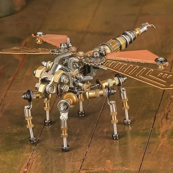 Adult 3D Metal Puzzle, Punk Insect Model Set, 3D Mechanical Insect Building Block Puzzle, Fun DIY Assembly, high-end Men's Gift. (Metal Dragonfly)