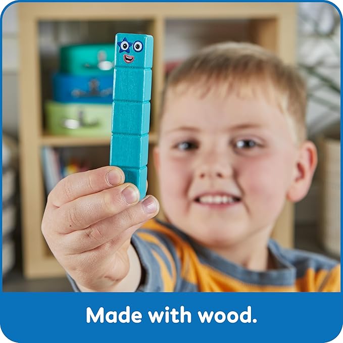 hand2mind Numberblocks Wooden Building Blocks Activity Set, Wood Stacking Toy, Counting Blocks, Numbers for Toddlers, Math Games, Logic Puzzles, Preschool Learning Activities, Kids Birthday Gift