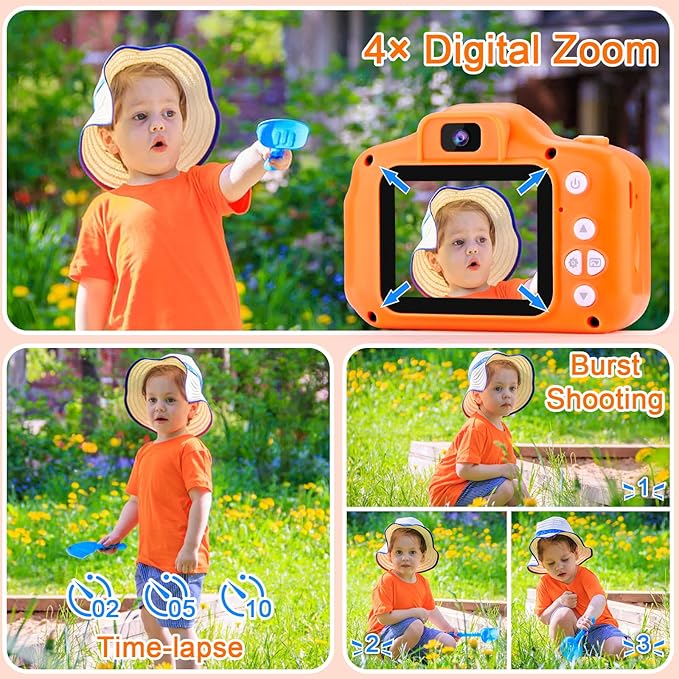 GKTZ Toys for Girls Age 3-8, Kids Camera Digital Video Toddler Camera Children Camcorder Birthday Gifts for 3 4 5 6 7 8 Year Old Girls with 32GB SD Card