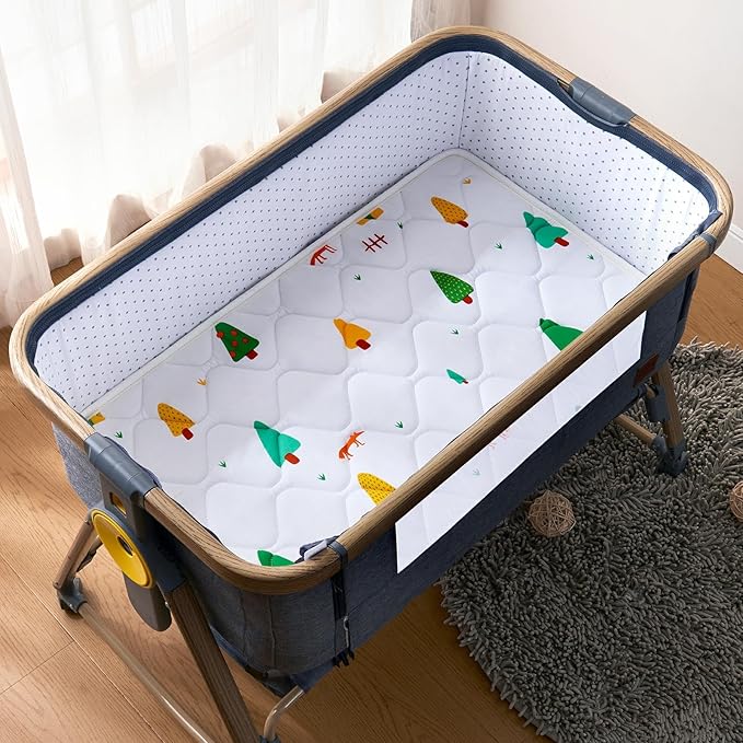 Baby Bassinet Mattress 47 x 23.6 inches- Firm Support and Comfort Premium Foam,Noiseless and Odorless,Hypoallergenic Small Crib Mattress, Fits Moses Basket, Dual Sided with Soft Breathable Fabric