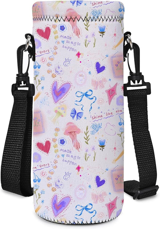 AUPET Water Bottle Bag Carrier,24oz/32oz Insulated Neoprene bottle Sling Holder Case Pouch Cover for 1000ML/750ML Bottles with Shoulder Strap for walking