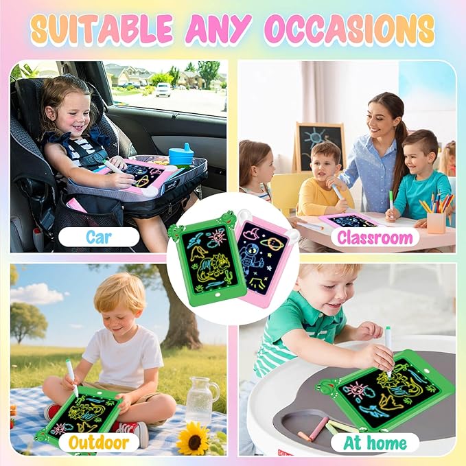 2 Pack Magic Led Drawing Boards for Kids: Light Up Tracing Pad, 8 Light Modes, Drawing Pads for Kids Ages 4-8 with Tracing Cards Markers, Arts Crafts Learning Toy Ideal Gift Toy for Boys Girls