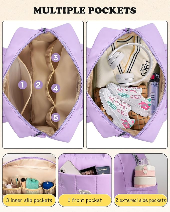 Gifts for Daughter-Initial Duffle Bag, Carry On Bags for Women，Overnight Bag with Wet Pocket，Lightweight Travel Bags Personalized Gym Tote with Makeup Pouch