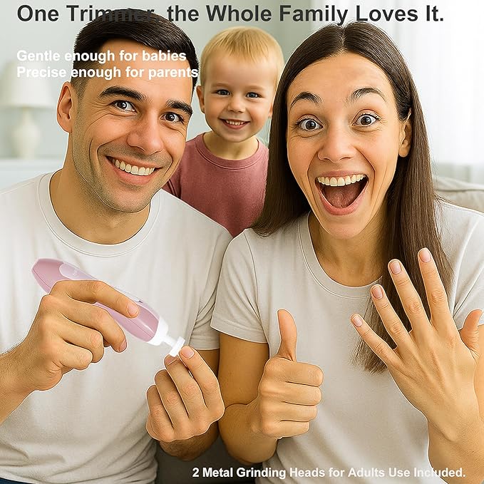 Fansidi Baby Nail Trimmer Electric – Limited Blush Petal Pink, Gentle Baby Nail File Electric| 10 Grinding Heads + 8 Replacement Pads| Quiet LED |Baby Nail Clippers for Newborn Infant Toddler