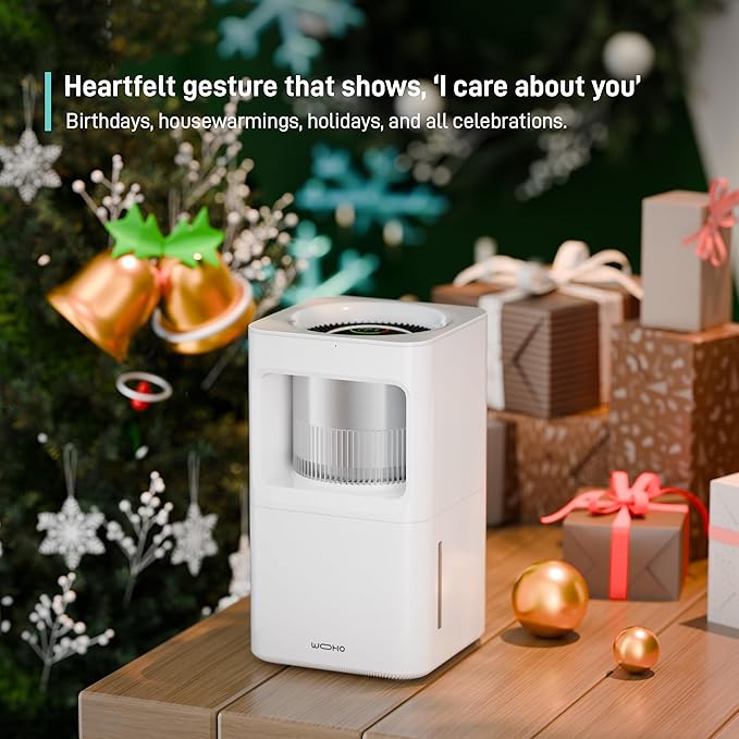 Evaporative Humidifier for Bedroom, 2.11Gal/8L Quiet Humidifiers Large Room with SleepyTime, Aroma Diffuser, 6 Speeds, Top Fill, No White Dust, Auto Off Humidifier for Baby Nursery Home Office