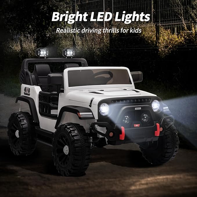 2 Seater Ride on Toy Car for Kids, 24V 4x4 Ride-on Truck Kids Electric Car w/Remote Control, 4x200W Motors - White