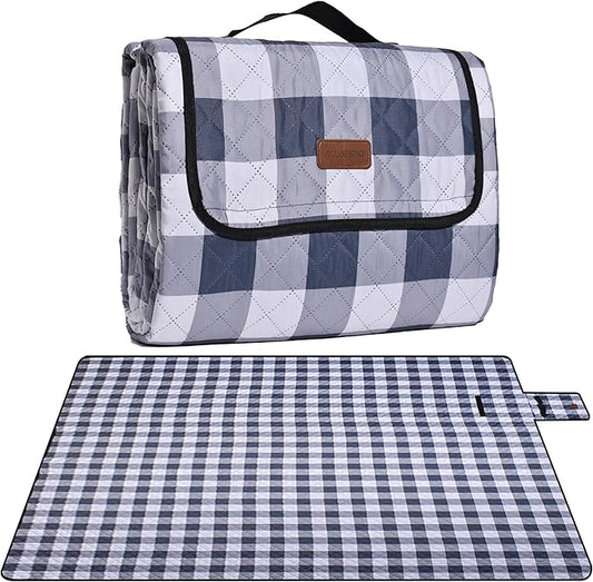 Extra Large Picnic Blanket 80''x 80'' Waterproof Foldable Picnic Mat for Beach, 5-Layer Outdoor Blanket for 6 to 8 Adults,Camping Grass Lawn Park Accessories Couple Park Wedding Registry(Grey)