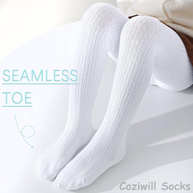 Girls Tights Seamless Toddler Stockings Tights Soft Cotton Cable Knit Baby Girl Tights Leggings 4-12 Years