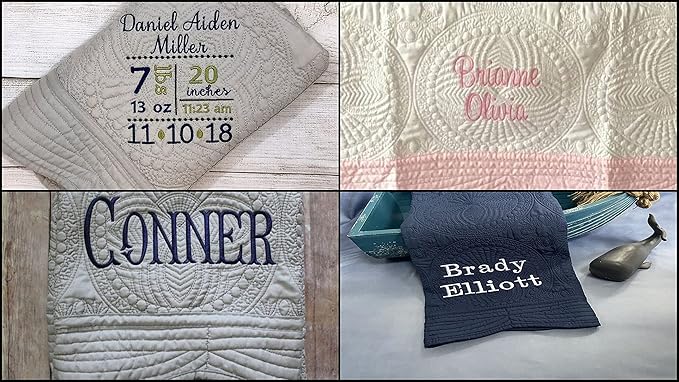 Personalized Baby Blanket Baby Quilt Monogrammed Blankets for Boys and Girls Embroidered Baby Gifts Plaque
