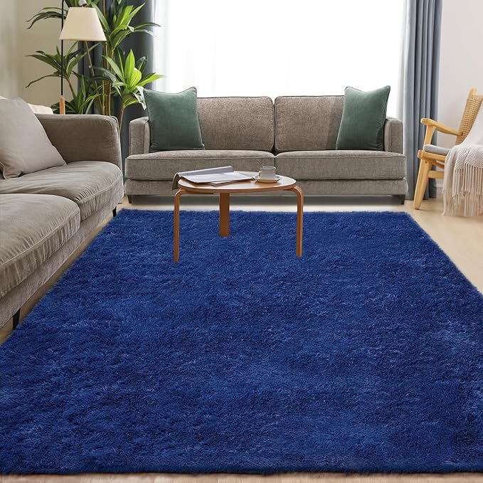 3x5 Blue Rug, Area Rugs for Living Room, Soft Plush Area Rugs for Bedroom, Non-Slip Indoor Carpet for Nursery, Study Room, Playroom, Home Decor