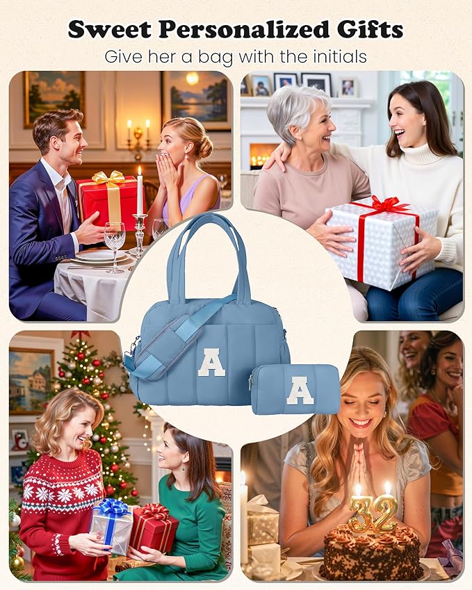 Initial Duffle Bag, Yoga Bags for Women，Overnight Bag with Wet Pocket，Lightweight Work Bags Personalized Gym Tote with Makeup Pouch-Gift Ideas for Preteen