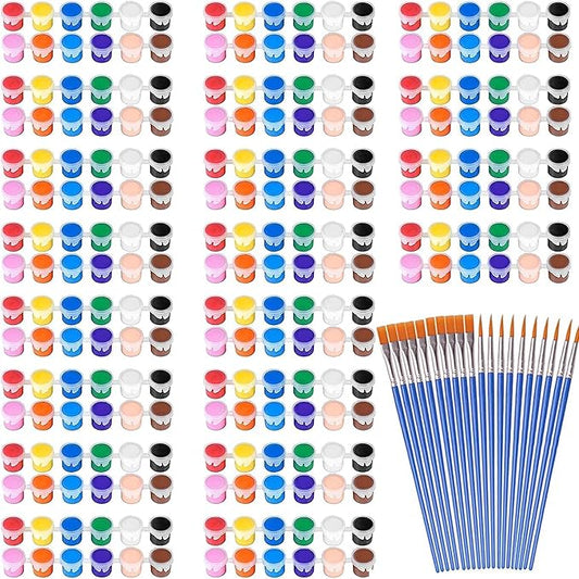 280 Pcs Washable Acrylic Paint for Kids Arts and Crafts, 20 Gouache Watercolor Paint Sets of 12 Colors for Party Classroom Painting Supplies, 20 Flat and 20 Pointed Brushes