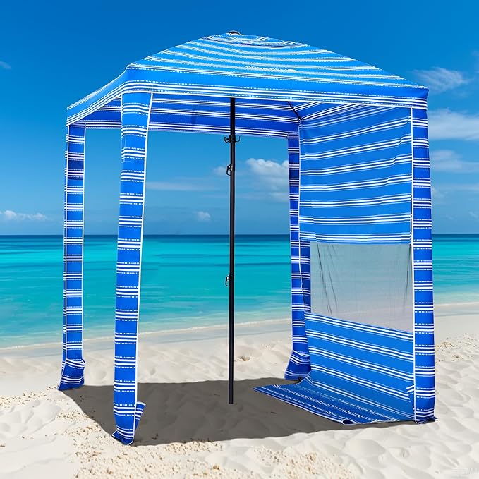 HOMEDEMO Beach Canopy UPF 50+, 6'×6', Easy Set up and Take Down Tent with Sand Pockets, Side Wall Shade Wind Waterproof for Kids, Family & Friends
