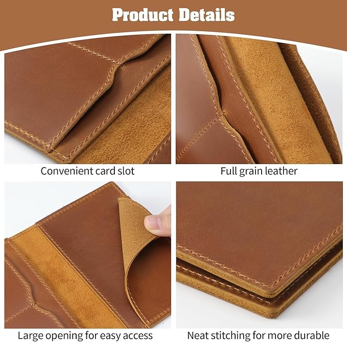 Jack&Chris Leather Passport Holder, Handmade Passport cover, Travel Wallet Cover Case for Men and Women, Leather Travel Documents Organizer Protector, Brown-Red, 2PC
