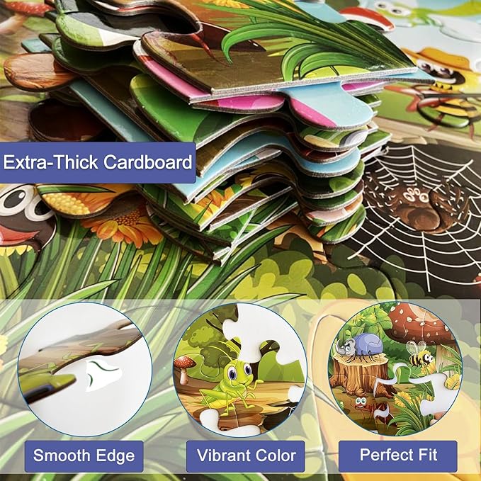 Jumbo Floor Puzzle for Kids, Large Jigsaw Puzzles 35 Piece for Kids Ages 3-5,Preschool Learning & Education Toys, Gifts for 4-8 Year Old Boys and Girls (Insect)