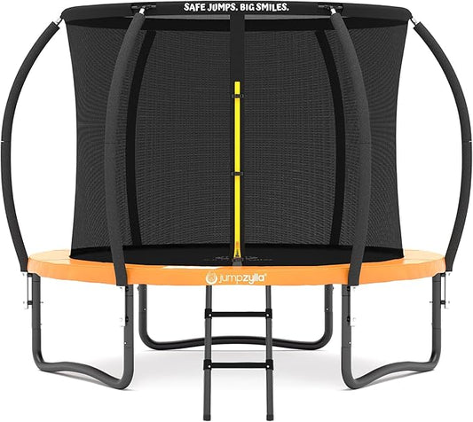 JUMPZYLLA Trampoline Outdoor 8FT 10FT 12FT 14FT 15FT 16FT with Enclosure and Ladder, ASTM Approved Recreational Trampoline for Kids and Adults, Anti-Rust Coated Frame