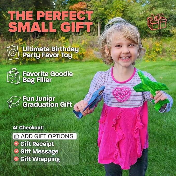 Airplane Toy Foam Airplanes for Kids - Best Stocking Stuffers for Boys & Girls - Easy Throwing Air Planes - Gift Idea Toy Games - Styrofoam Plane Glider - Great Gifts for Ages 4 5 6 7 8 9+ Year Old