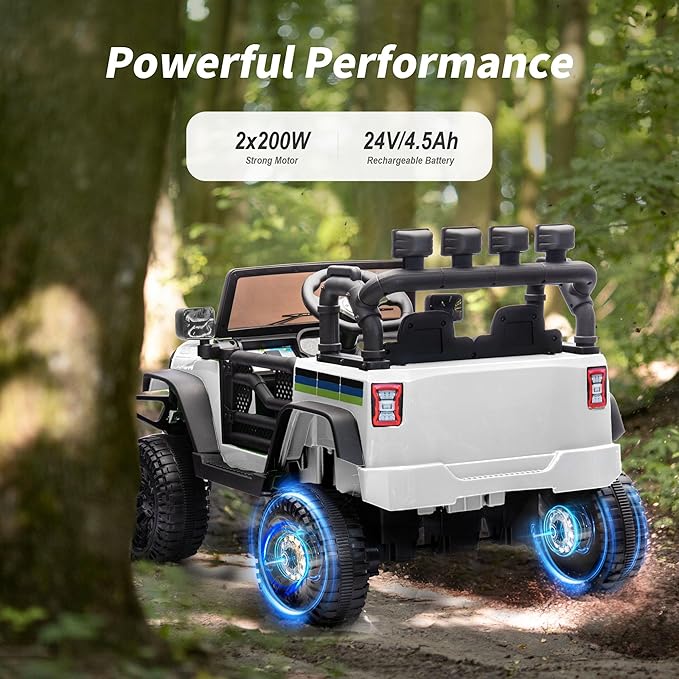 24V Kids Ride on Toy, Kids Electric Vehicles Car Ride on Car Truck for Toddlers with Remote Control, 2x200W Motor - Snow White