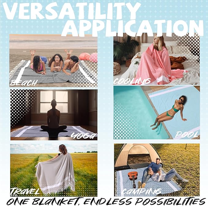 Jumbo Turkish Beach Towel Blanket Picnic Ourtdoor Mat Oversized Sandproof Fast Dry Thin Extra Large Xl Huge Linen Compact Organic Cotton Summer Vacation Gifts Travel Essential Cruise Ship Necessities