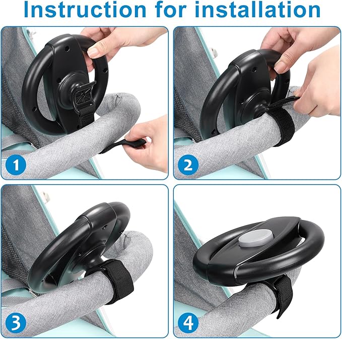 Accmor Stroller Steering Wheel Toy, Pretend Driving Simulated Steering Wheel for Baby Stroller Shopping Carts, Universal Detachable Funny Stroller Shopping Carts Toy Attachment Accessories