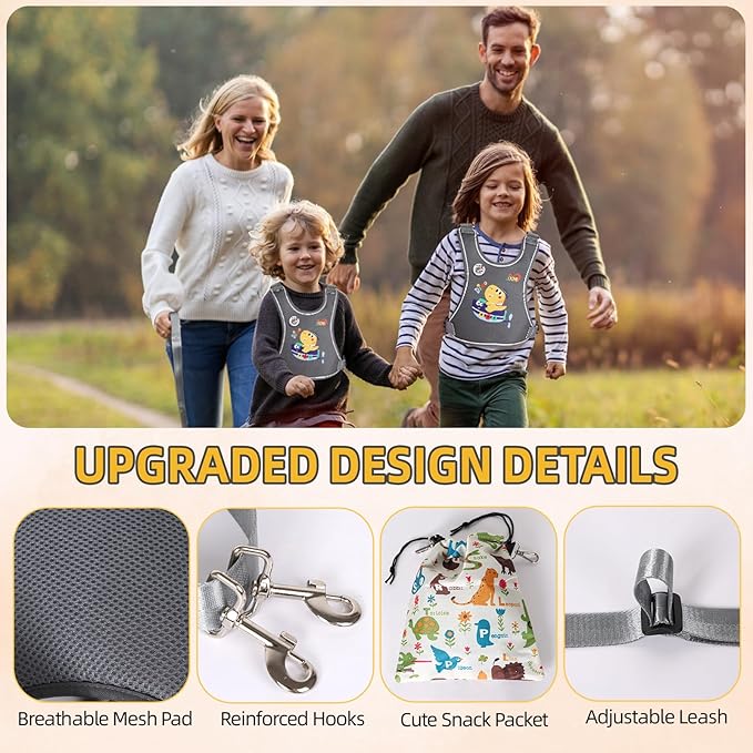 2025 New Safety Harness for Autism and Special Needs Child (3-6 yrs), Anti-Elopement Vest Harness with Light Reflector and Grab Handle for Active, Autistic ADHD Kids,Adjustable Tether Leash with Pouch