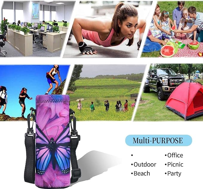 AUPET Water Bottle Bag Carrier,24oz/32oz Insulated Neoprene bottle Sling Holder Case Pouch Cover for 1000ML/750ML Bottles with Shoulder Strap for walking