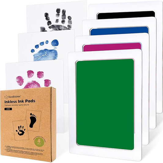4-Pack Inkless Baby Hand and Footprint Kit - Mess Free Ink Pad for Newborn Keepsake, Dog Nose & Paw Print Kit, Clean Touch Ink Pad for Baby Hand & Footprints, Ideal New Mom Gifts (Holidays, L)