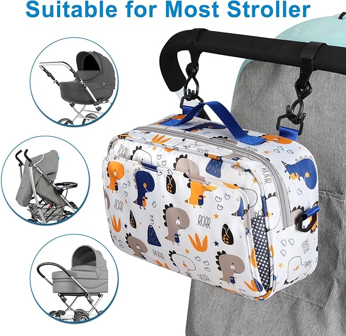 Accmor Stroller Organizer, Universal Stroller Organizer with Insulated Cup Holder Pocket, Dual Purpose Large Capacity Stroller Bag Caddy, Stroller Accessories Fits for Uppababy, Doona, Nuna Strollers