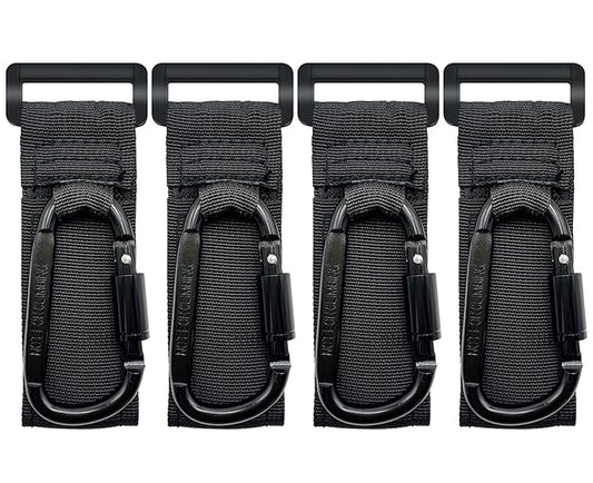 4 Pcs Baby Stroller Hook, Carry 30 lbs per Stroller Carabiner Clip, Adjustable Baby Stroller & Car Seat Hook for Hanging Diaper Bag, Wheelchair,Golf cart, Shopping and Pet Cart