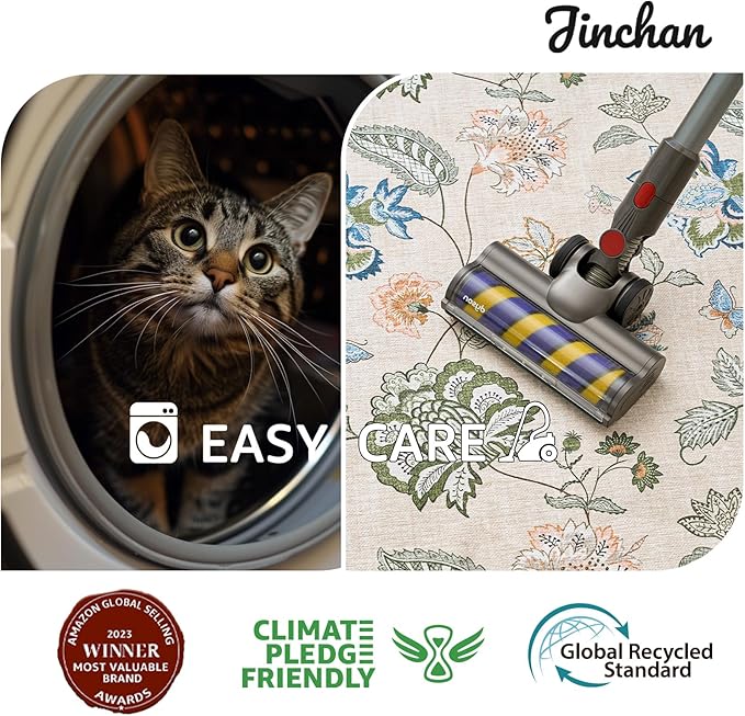 jinchan 3x10 Floral Runner Rug for Hallway Washable Kitchen Runner Vintage Romance Design Non Slip Thin Indoor Floor Cover Low-Profile Throw Carpet for Entryway Bathroom Bedroom Porch, Green/Beige