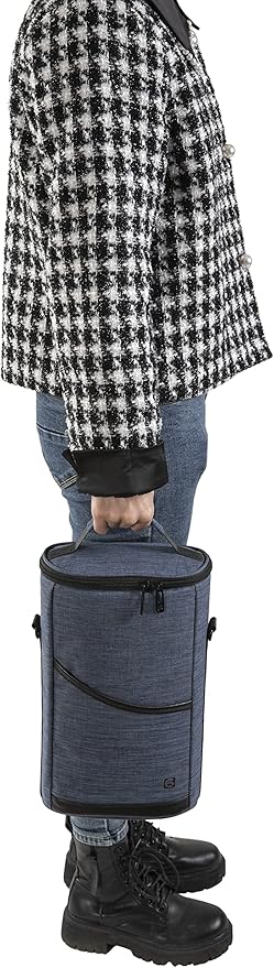 ALLCAMP 2 Bottle Wine Tote Carrier - Insulated Portable Padded Canvas Wine Bag for Travel, BYOB Restaurant, Wine Tasting, Party, Great Christmas Day Gift for Wine Lover，Blue