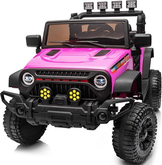 4WD Kids Ride on Car Truck, 12V 7Ah Kids Electric Vehicles Car Ride on Toy for Toddlers w/Remote Control - Pink