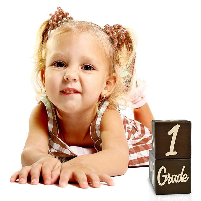 I'm Solid Wood Weekly Monthly Yearly Baby Milestone Age Blocks, Gender Neutral, Newborn Gifts & Keepsakes for Picture Props (3 Pcs/Brown)