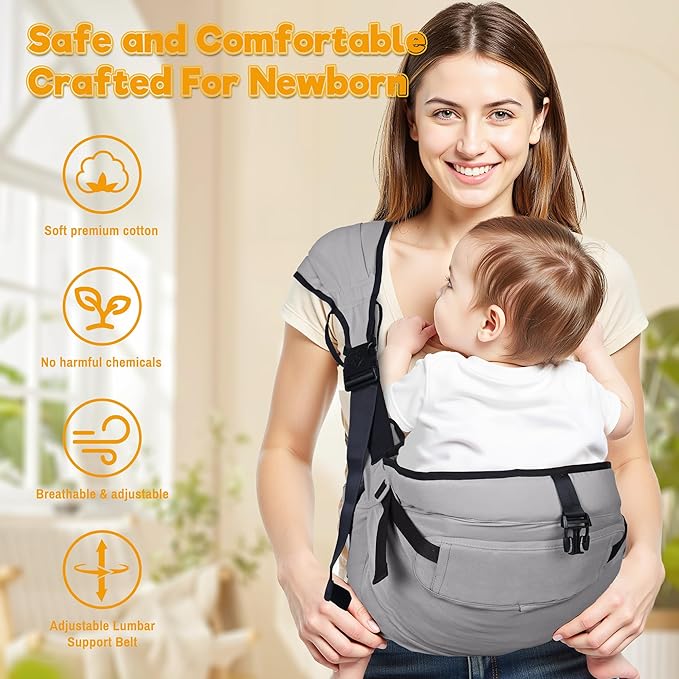 Baby Carrier Newborn to Toddler,Adjustable Baby Sling Carrier,Comfortable and Lightweight Toddler Carrier for 25-60 lbs,Ideal for Shopping Travelling