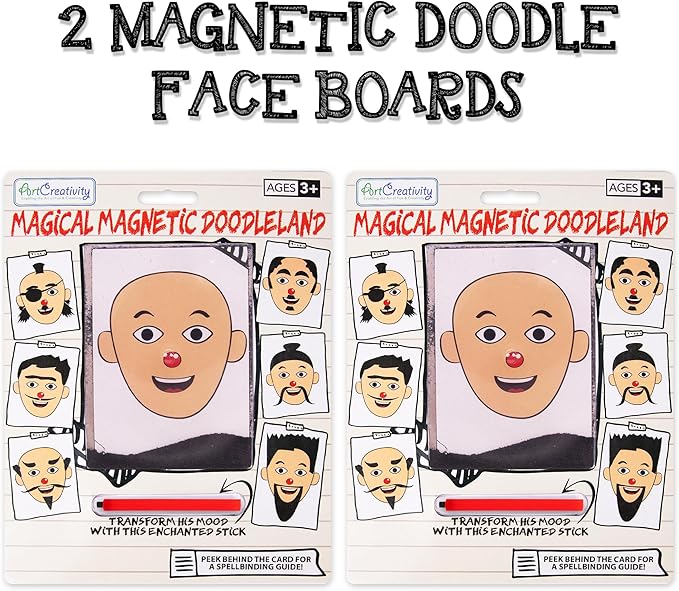 ArtCreativity Magnetic Drawing Face - 2 Pack - Travel Toys for Kids, Magnetic Toys Game, Magnet Drawing Doodle Board for Kids - Retro Toy, Vintage Toy, Travel Essentials Games for Ages 3+