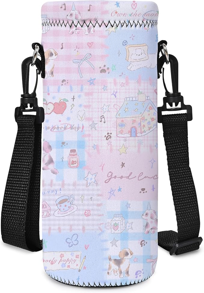 AUPET Water Bottle Sling Bag Carrier Crossbody Sleeve,Insulated Neoprene Bottle Case Holder Pouch Cover 500ML/17oz with Shoulder Strap for Walking Women Men