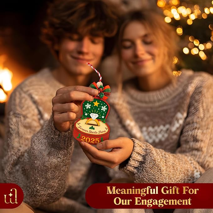 First Engagement Ornament 2025 - Just Engaged Ornament 2025 Engagement Gift for Newly Engaged Couples Fiance, Cool Bride to Be Gifts for Her, Unique Christmas Ornaments for Xmas Tree Decor