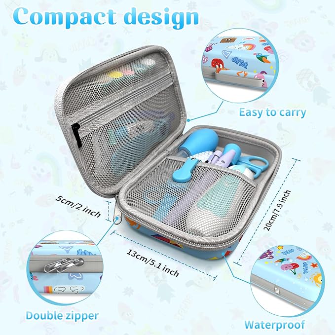 JIFTOK Baby Healthcare and Grooming Kit, 30 in 1 Baby Electric Nail Trimmer Set, Newborn Nursery Care Kit, Baby Essentials Set with Hair Brush Comb, Nail Clippers for Infant Toddlers Boys Girls (Blue)