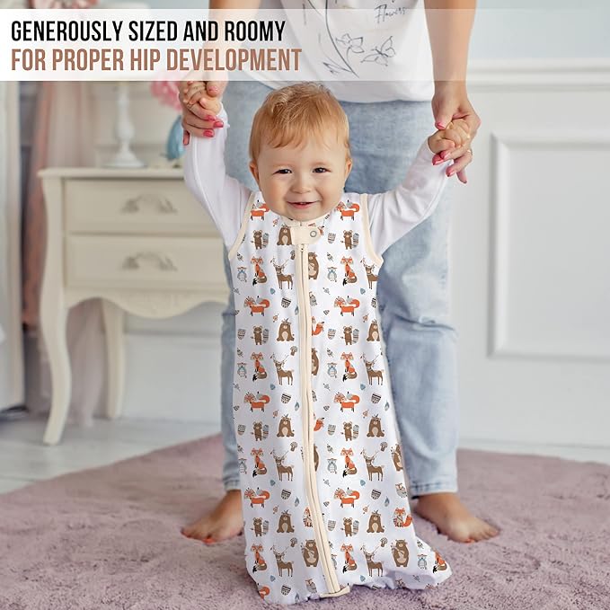Mama Cheetah Baby Sleep Sack 0.5 TOG, Organic Cotton Baby Wearable Blanket with Two-Way Zipper, Swaddle Transition Baby Sleeping Bag for Newborn Infant Toddler Boy Girl, 18-24 Months