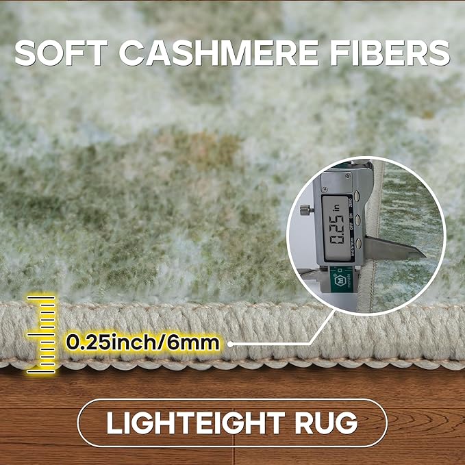 8x10 Area Rugs for Living Room Rug Washable: Modern Large Rug for Dining Room Bedroom Carpet Non Slip 8 by 10 Indoor Abstract Nursery Home Office Green