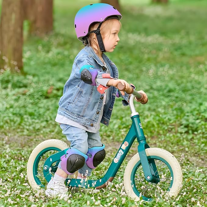 Adjustable Kids Bike Helmet with Knee & Elbow Pads Set, Color Gradient Design for Boys and Girls Aged 3-14+, for Skateboarding, Scooter, Roller & Inline Skating, Longboard