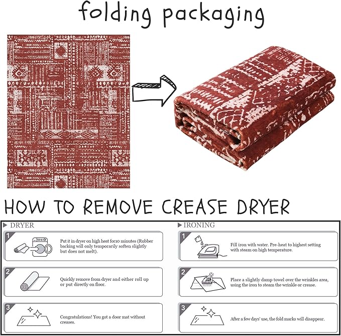 Area Rugs 8x10 Rug for Living Room Clearance Washable Boho Area Rug Non Slip Moroccan Vintage Low Pile Large Rug for Living Room, Bedroom, Farmhouse, Dining Room, Kids Playroom(Terracotta)