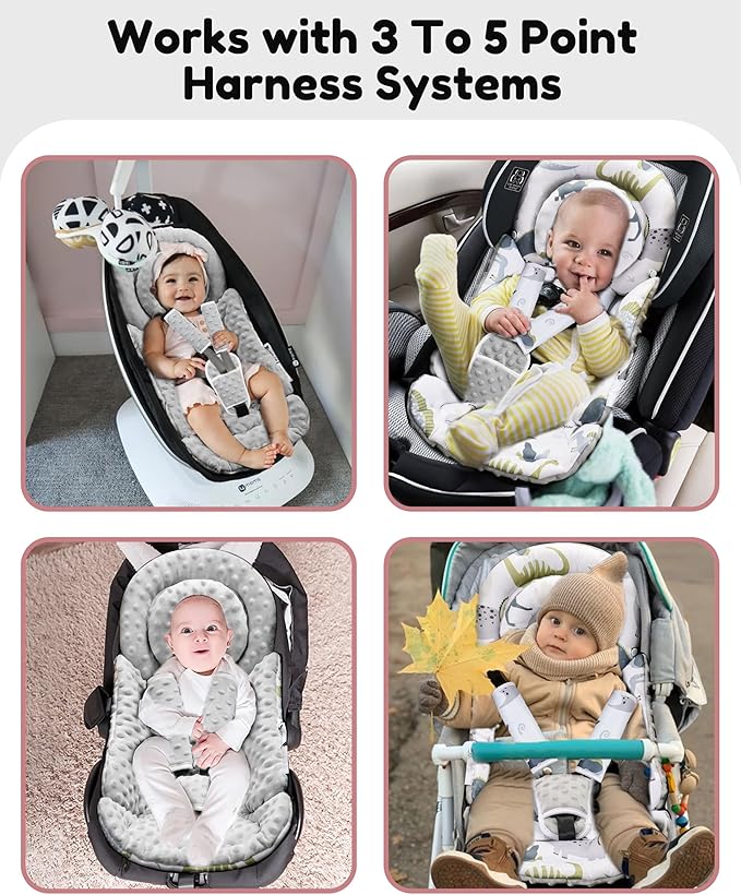 Infant Car Seat Insert with Removable Cushion for Baby Preemie Newborn Infant, Reversible carseat Insert Head Body Support Fits for Stroller, Baby Swing, Rocker, Bouncer, Bassinet - Grey