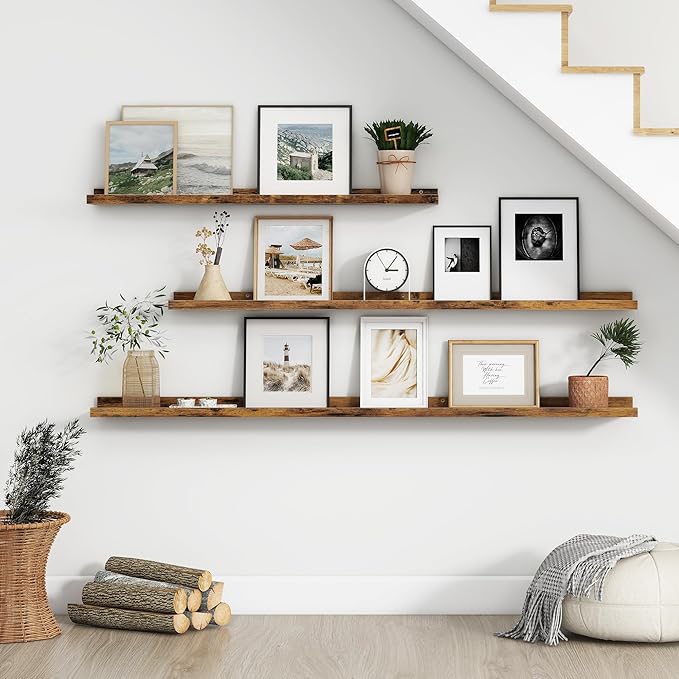 Floating Picture Ledge Shelves Set of 4, 56 Inch Long Large Nursery Book Shelf for Toys Storage Kids Bookshelf Wall Mounted Living Room Bedroom Decor Frames