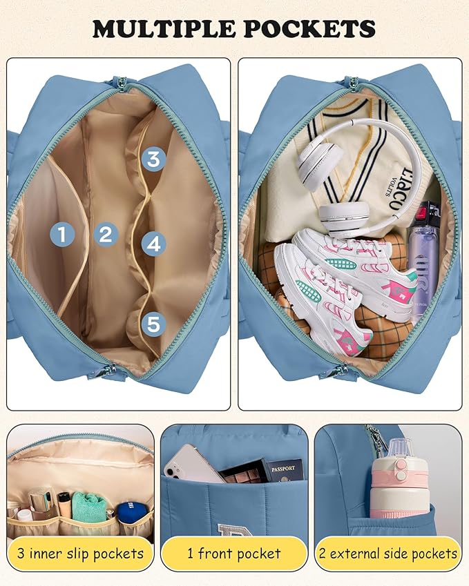 Initial Duffle Bag, Yoga Bags for Women，Overnight Bag with Wet Pocket，Lightweight Work Bags Personalized Gym Tote with Makeup Pouch-Gift for Women, Mom