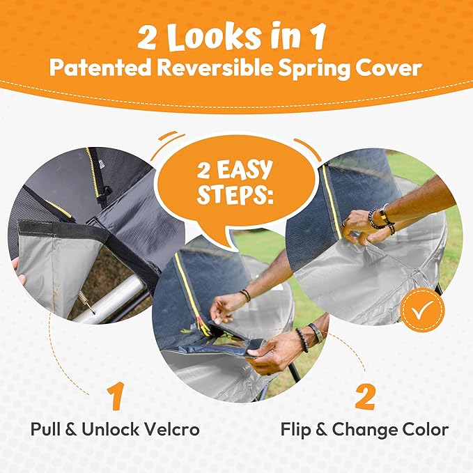 JUMPZYLLA Trampoline Outdoor 8FT 10FT 12FT 14FT 15FT 16FT with Enclosure and Ladder, ASTM Approved Recreational Trampoline for Kids and Adults, Anti-Rust Coated Frame